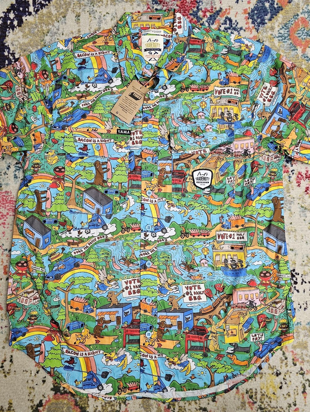 Trademutt Australia Mens XL Lightweight Workwear S/S Shirt Hot Diggity Dawg